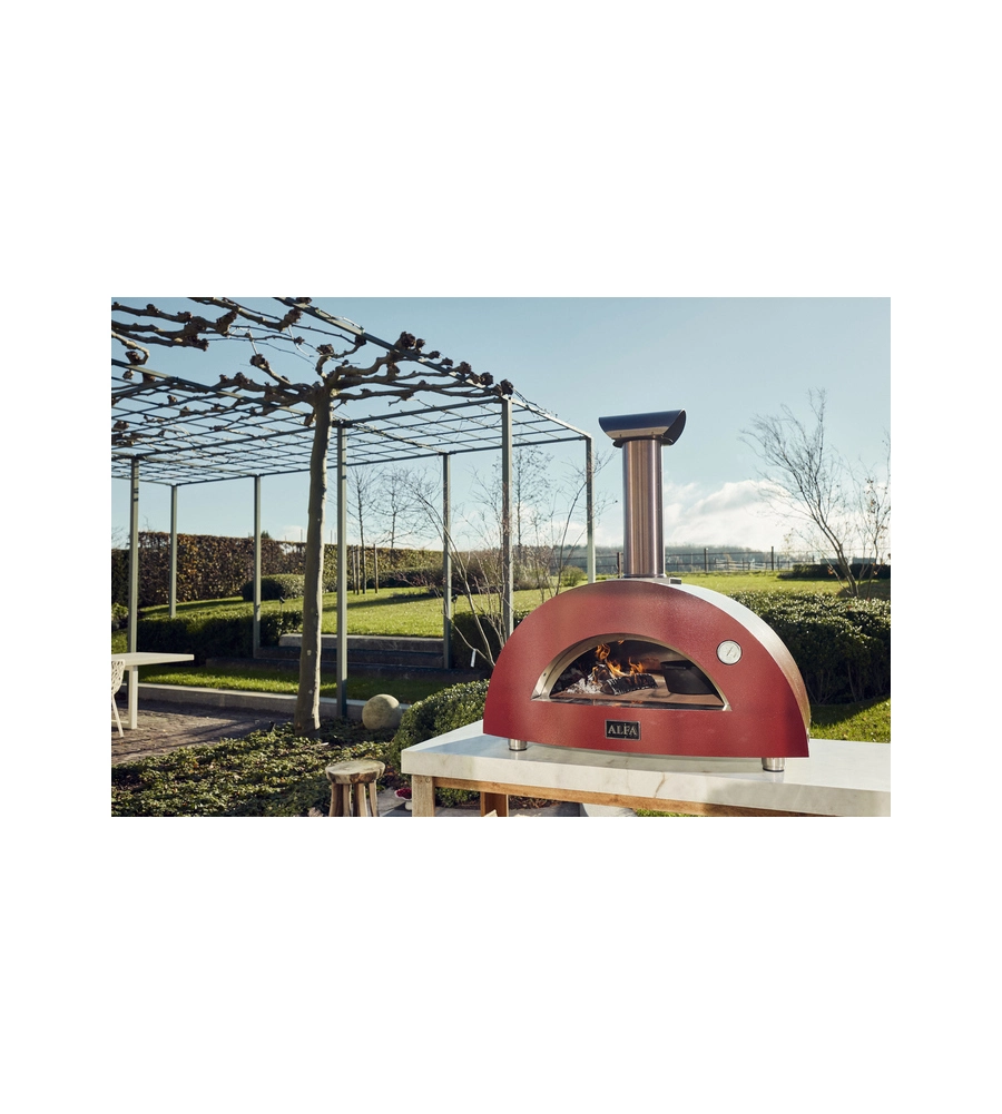FORNO PIZZA A LEGNA ALFA "MODERNO" COLORE ROSSO 2 PIZZE