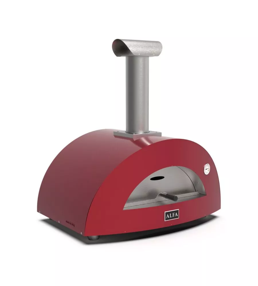 FORNO PIZZA A LEGNA ALFA "MODERNO" COLORE ROSSO 2 PIZZE