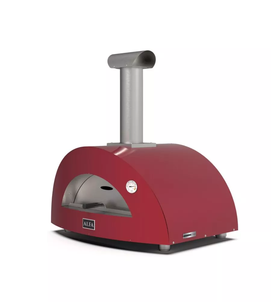 FORNO PIZZA A LEGNA ALFA "MODERNO" COLORE ROSSO 2 PIZZE