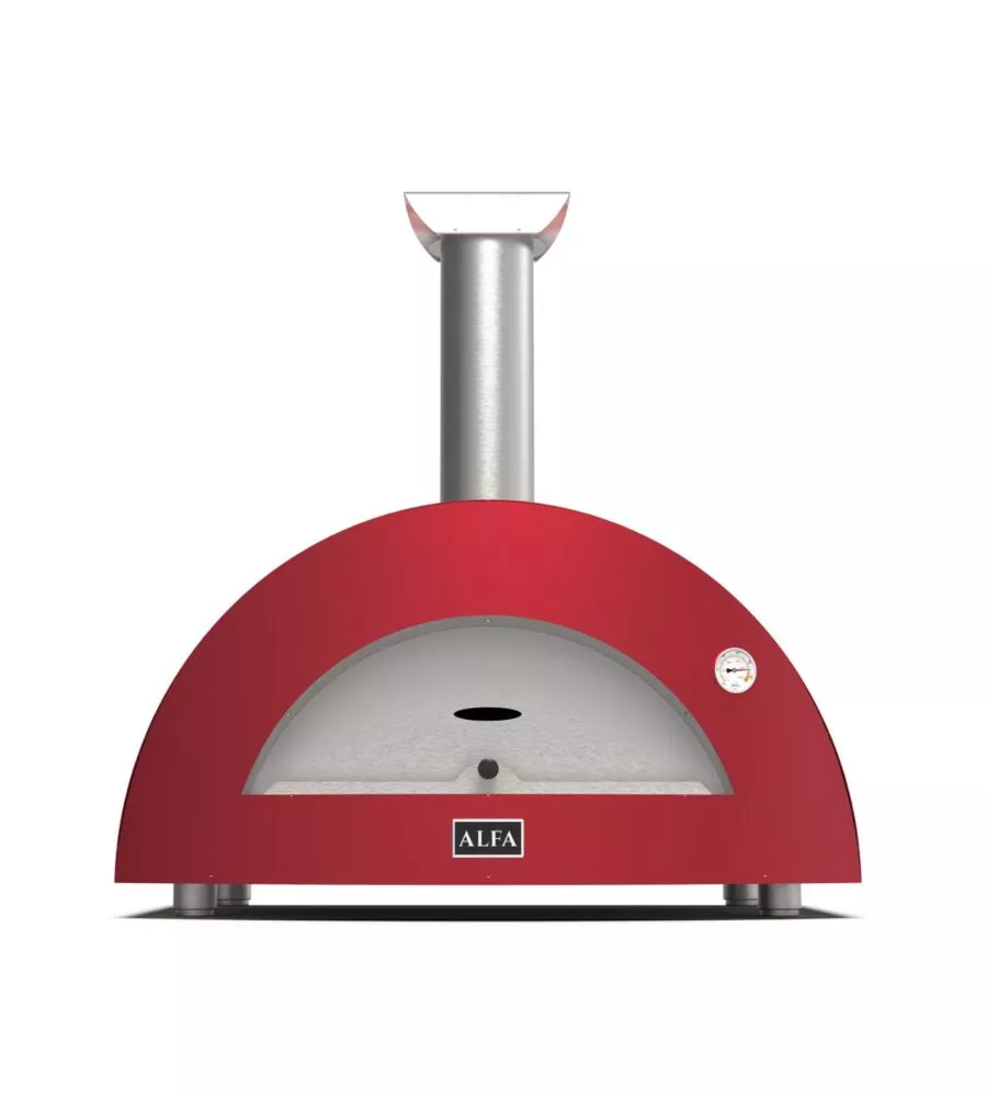 FORNO PIZZA A LEGNA ALFA "MODERNO" COLORE ROSSO 3 PIZZE