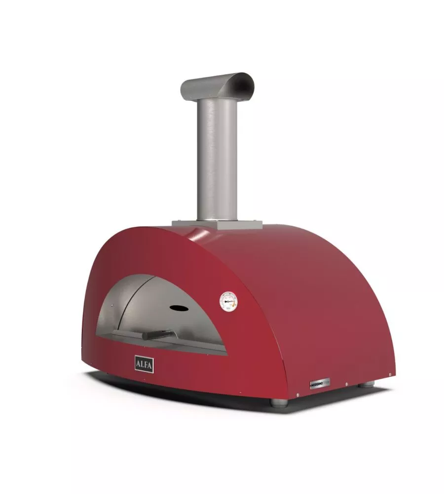 FORNO PIZZA A LEGNA ALFA "MODERNO" COLORE ROSSO 3 PIZZE