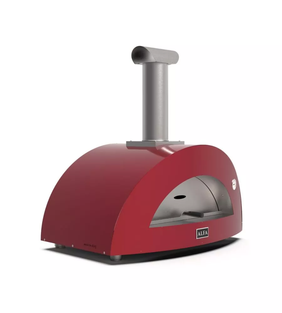 FORNO PIZZA A LEGNA ALFA "MODERNO" COLORE ROSSO 3 PIZZE