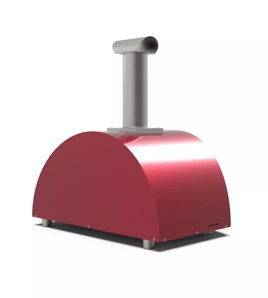 FORNO PIZZA A LEGNA ALFA "MODERNO" COLORE ROSSO 3 PIZZE
