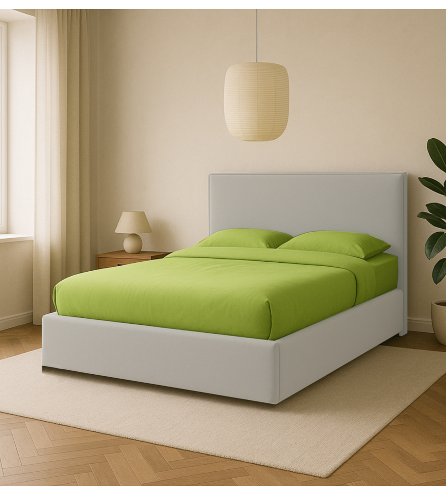 LETTO MATRIMONIALE CONTENITORE "ZOOM" IN ECOPELLE BIANCO 160X190 CM