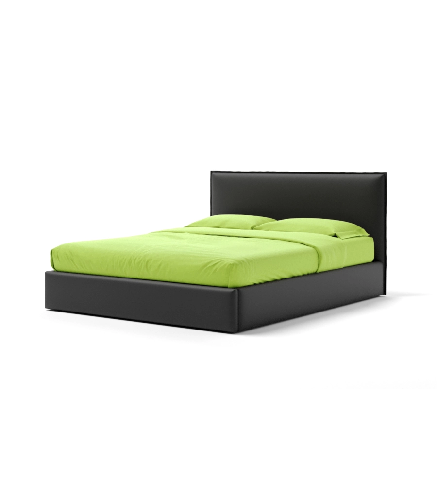 LETTO MATRIMONIALE CONTENITORE "ZOOM" IN ECOPELLE NERO 160X190 CM