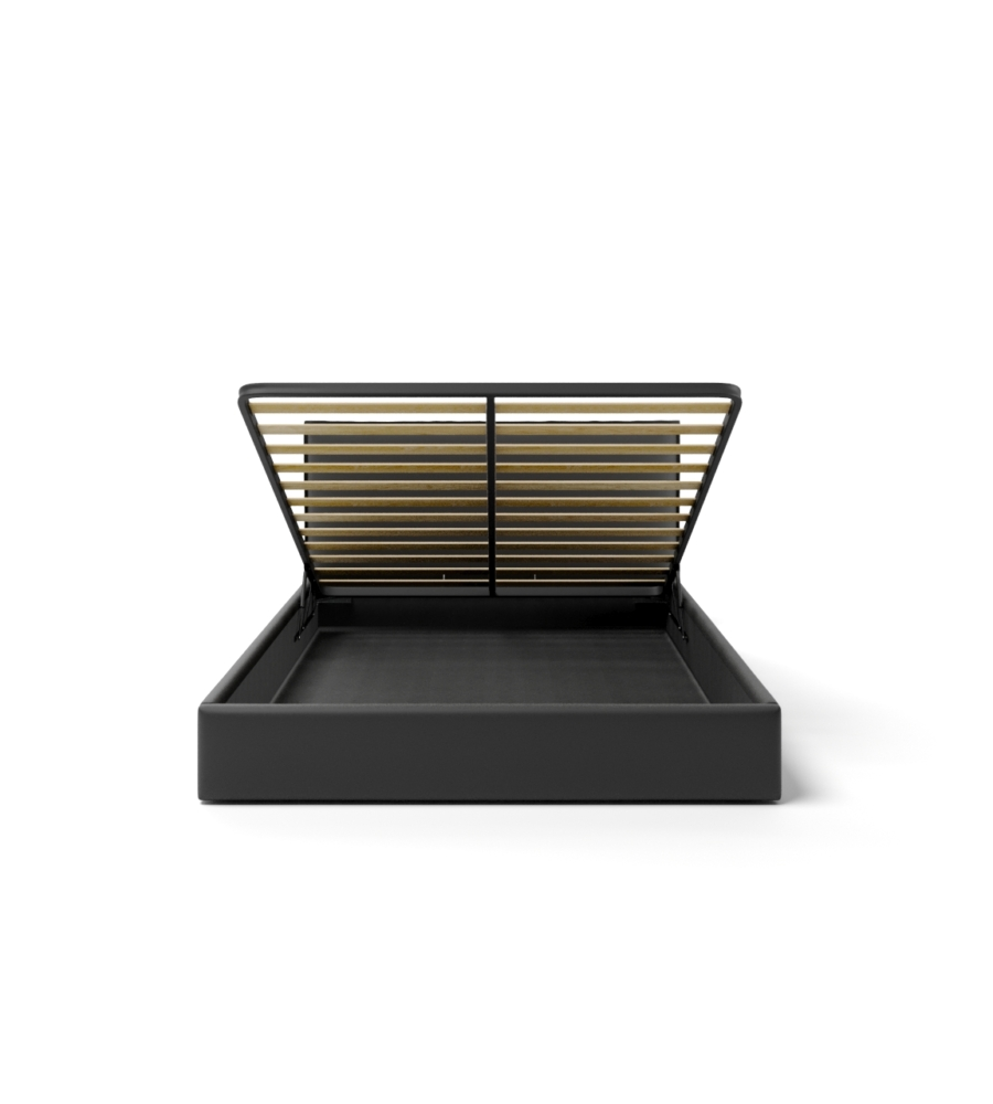 LETTO MATRIMONIALE CONTENITORE "ZOOM" IN ECOPELLE NERO 160X190 CM