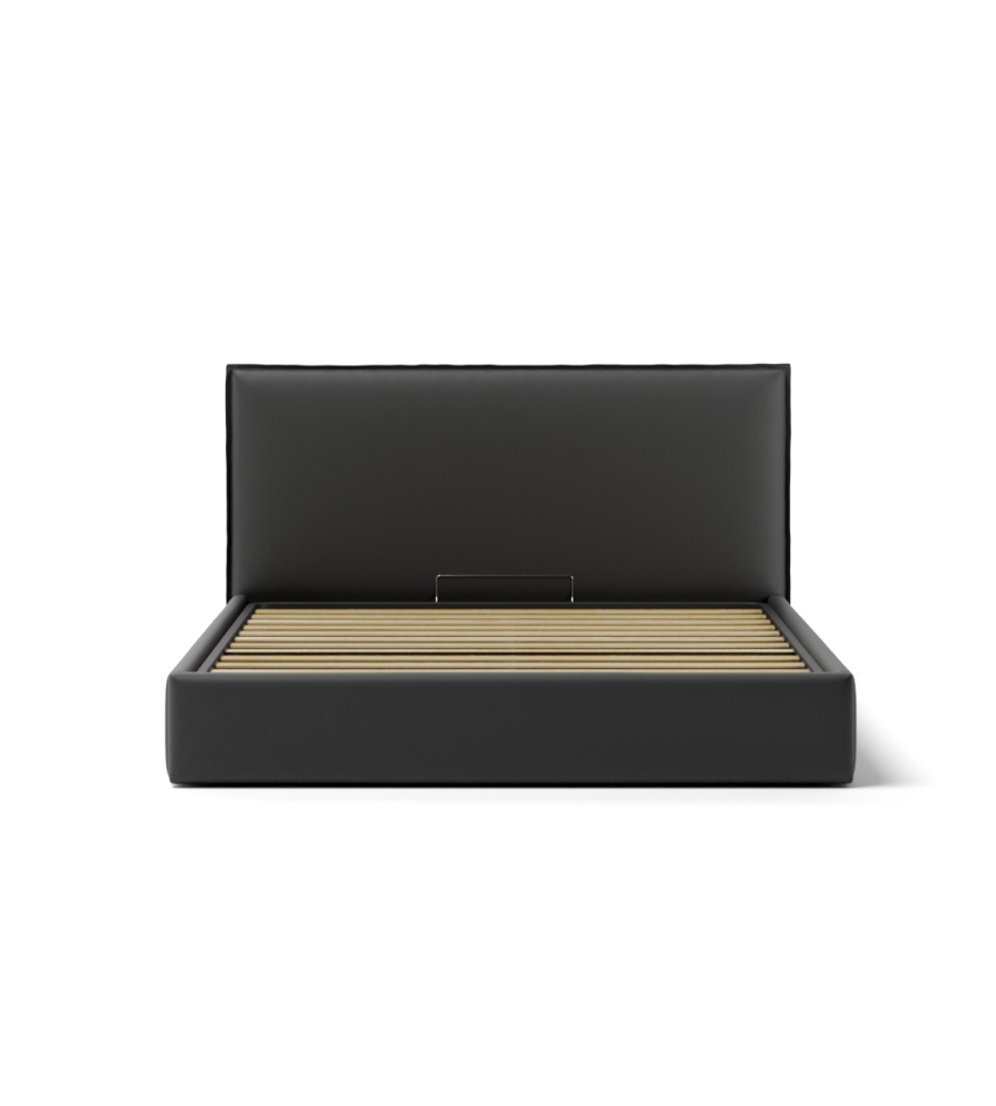 LETTO MATRIMONIALE CONTENITORE "ZOOM" IN ECOPELLE NERO 160X190 CM