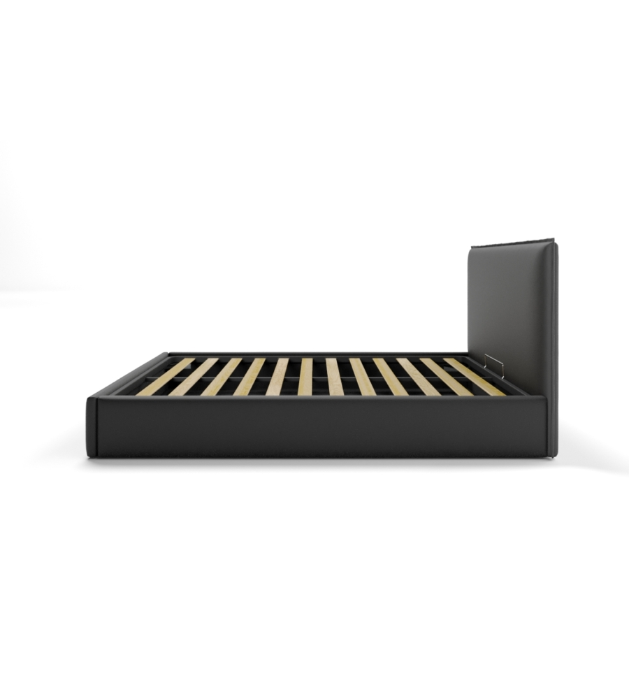 LETTO MATRIMONIALE CONTENITORE "ZOOM" IN ECOPELLE NERO 160X190 CM