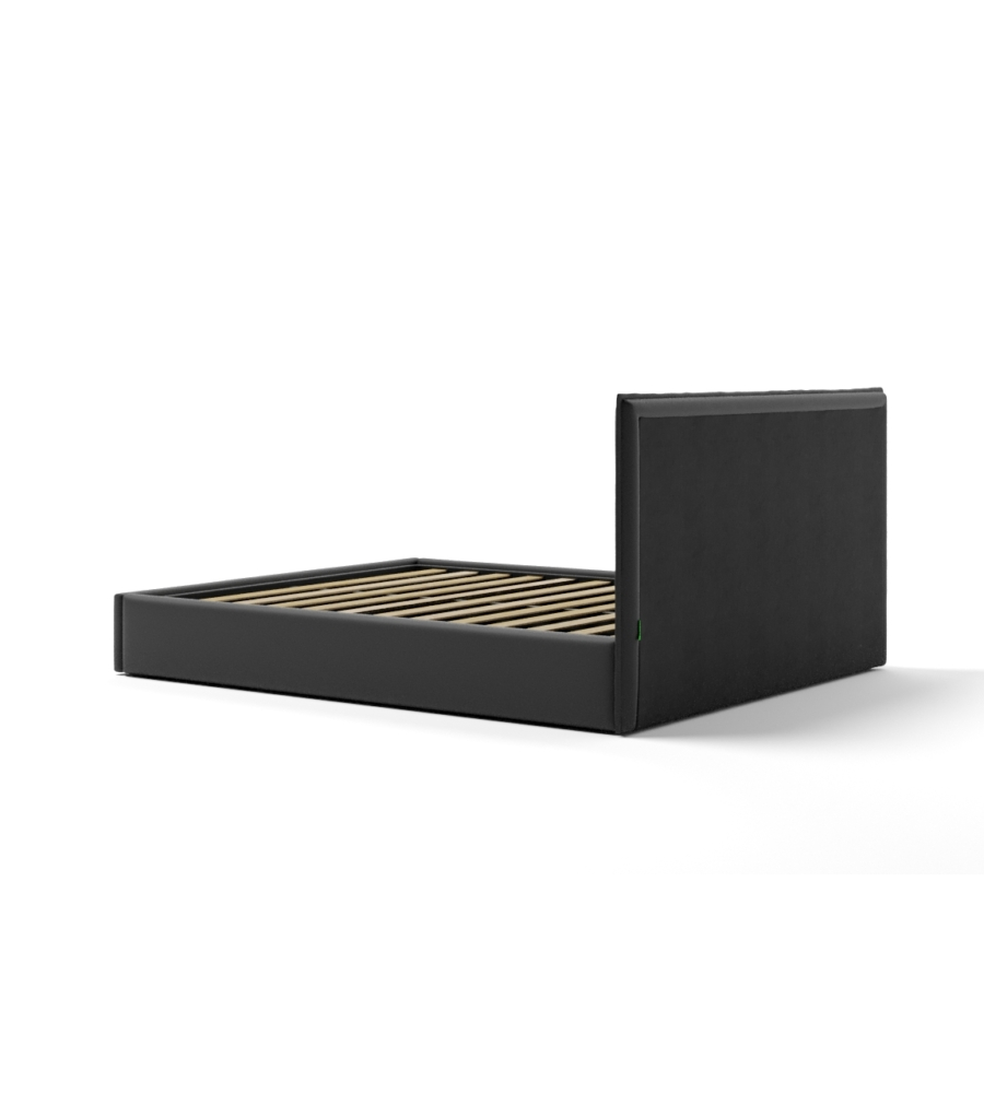 LETTO MATRIMONIALE CONTENITORE "ZOOM" IN ECOPELLE NERO 160X190 CM