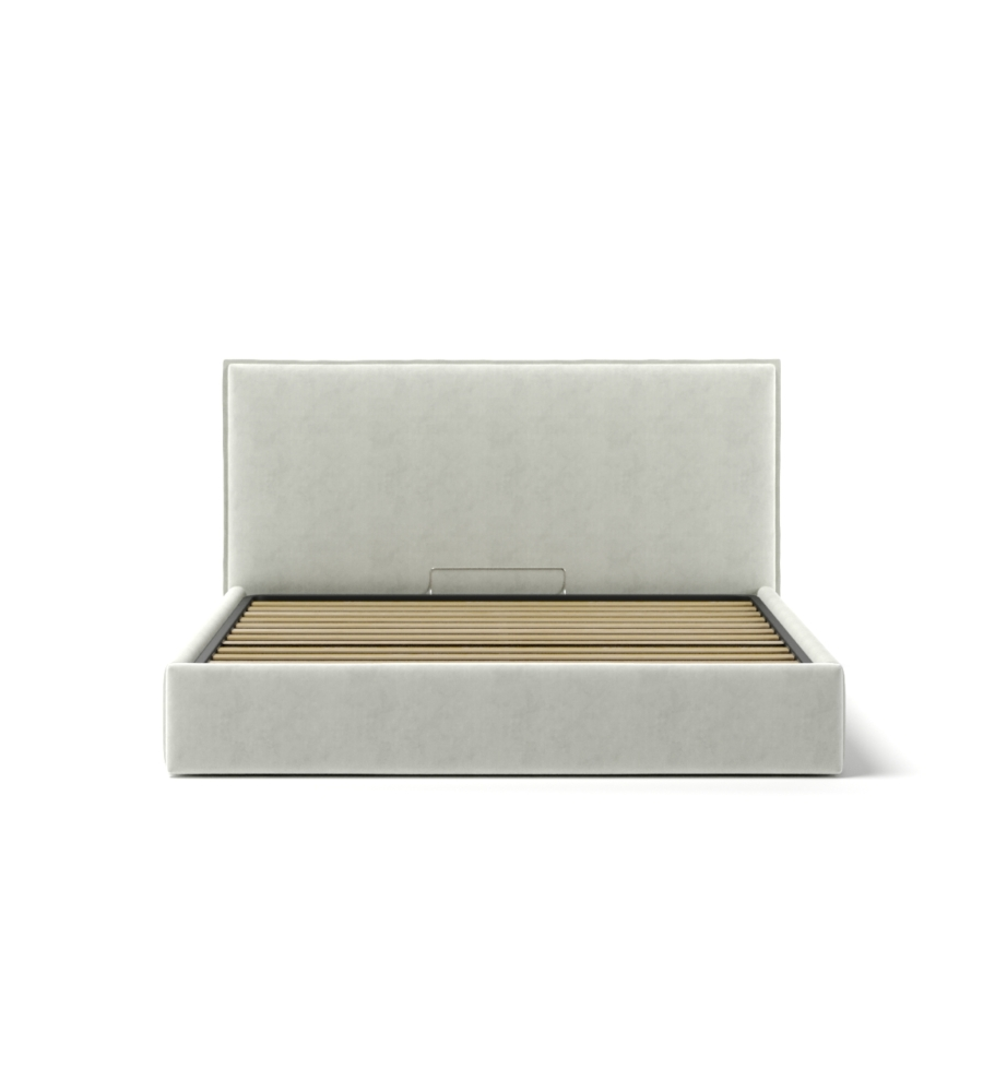 LETTO MATRIMONIALE CONTENITORE "ZOOM" IN TESSUTO BIANCO 160X190 CM
