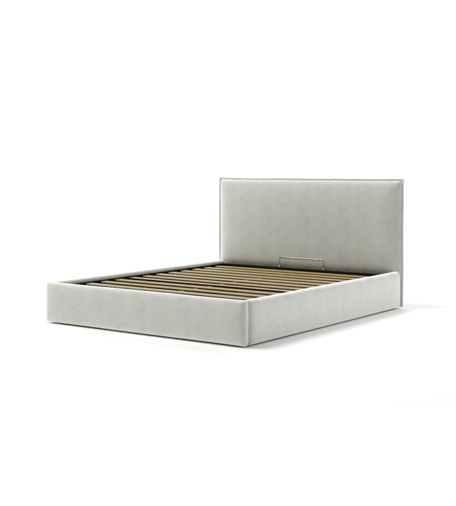 LETTO MATRIMONIALE CONTENITORE "ZOOM" IN TESSUTO BIANCO 160X190 CM