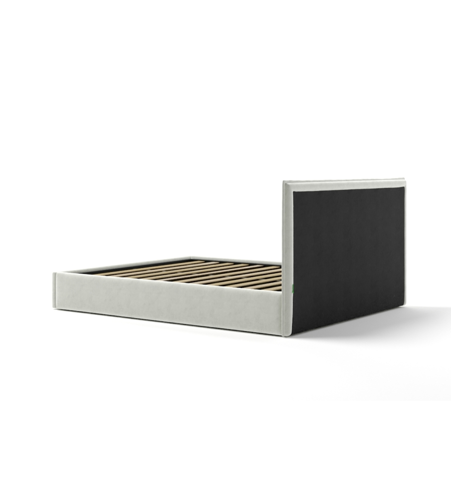 LETTO MATRIMONIALE CONTENITORE "ZOOM" IN TESSUTO BIANCO 160X190 CM