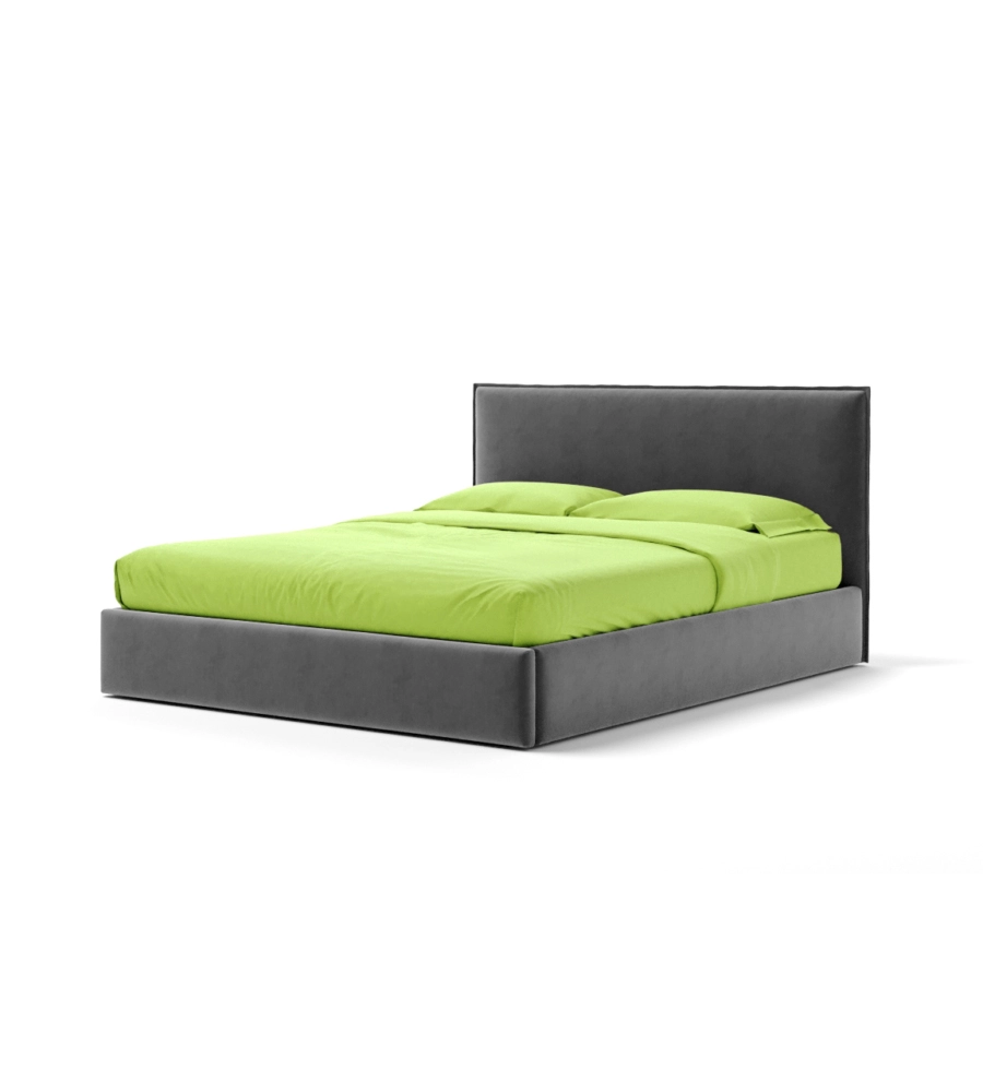 LETTO MATRIMONIALE CONTENITORE "ZOOM" IN TESSUTO GRIGIO 160X190 CM