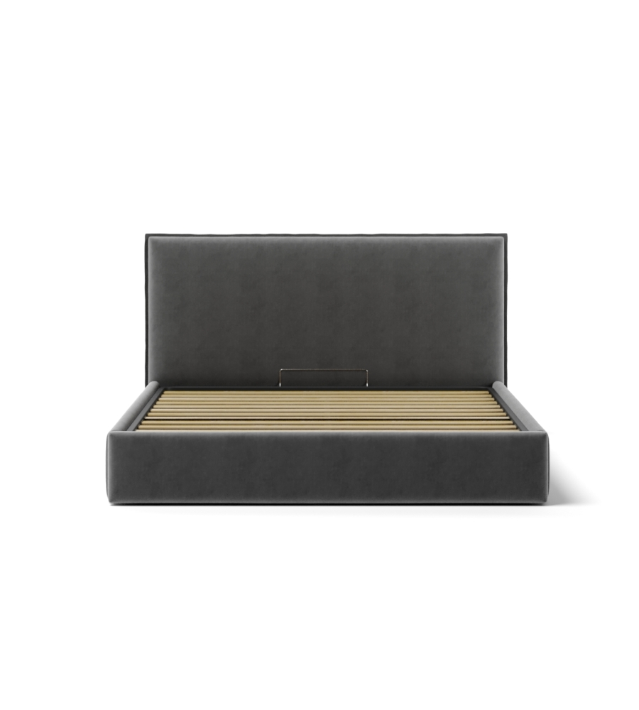 LETTO MATRIMONIALE CONTENITORE "ZOOM" IN TESSUTO GRIGIO 160X190 CM