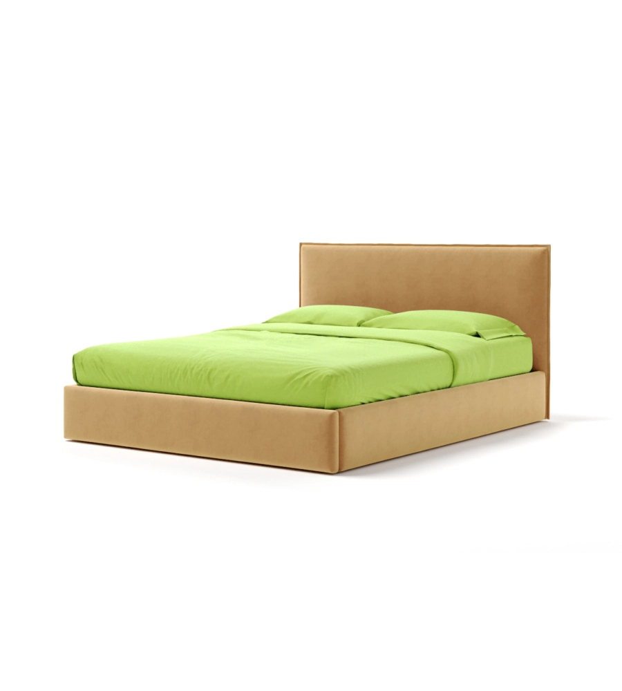 LETTO MATRIMONIALE CONTENITORE "ZOOM" IN TESSUTO ARANCIONE 160X190 CM