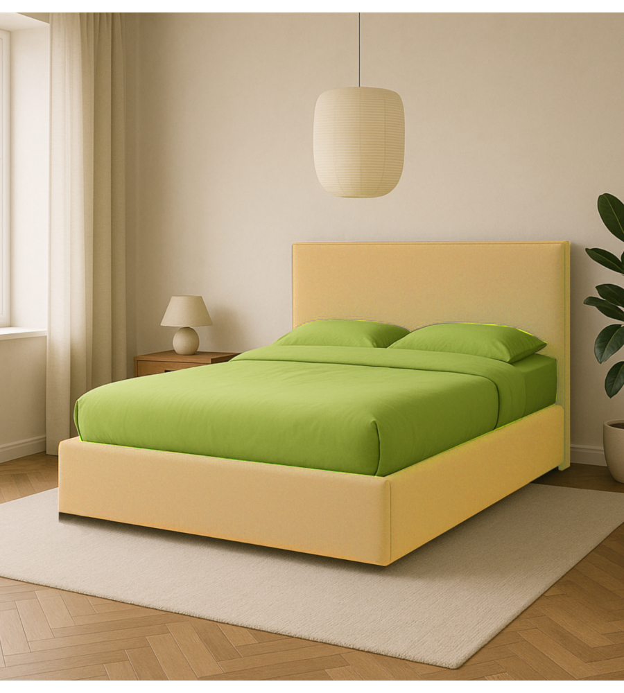 LETTO MATRIMONIALE CONTENITORE "ZOOM" IN TESSUTO ARANCIONE 160X190 CM