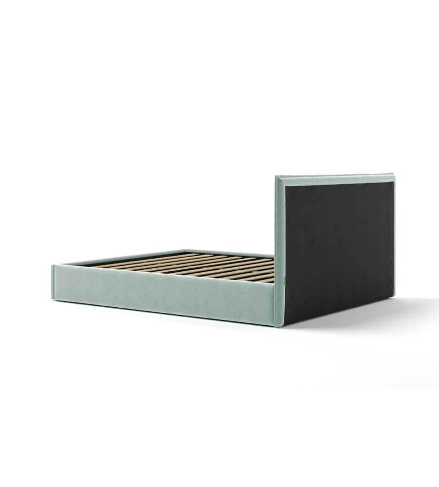 LETTO MATRIMONIALE CONTENITORE "ZOOM" IN TESSUTO CELESTE 160X190 CM