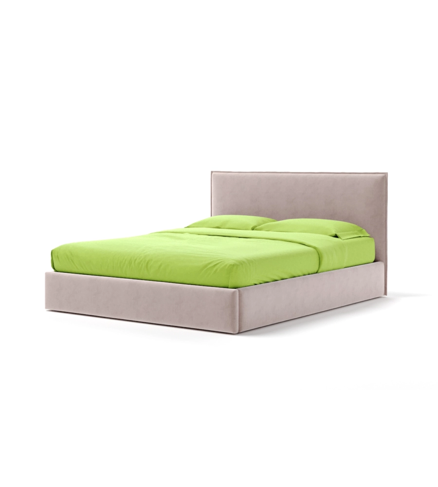LETTO MATRIMONIALE CONTENITORE "ZOOM" IN TESSUTO ROSA 160X190 CM