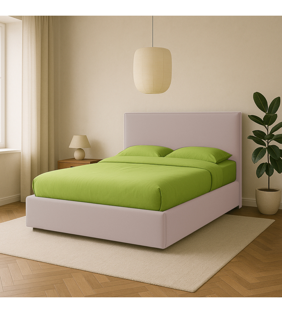 LETTO MATRIMONIALE CONTENITORE "ZOOM" IN TESSUTO ROSA 160X190 CM