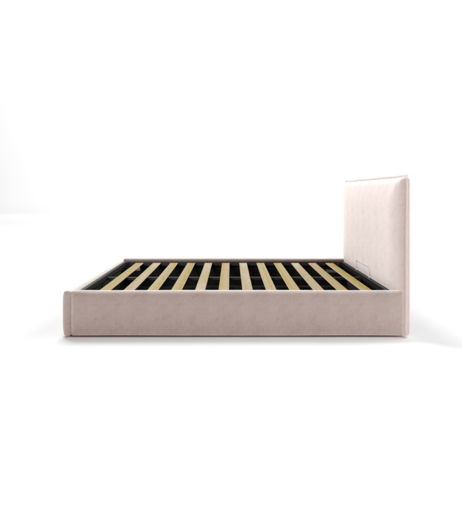 LETTO MATRIMONIALE CONTENITORE "ZOOM" IN TESSUTO ROSA 160X190 CM