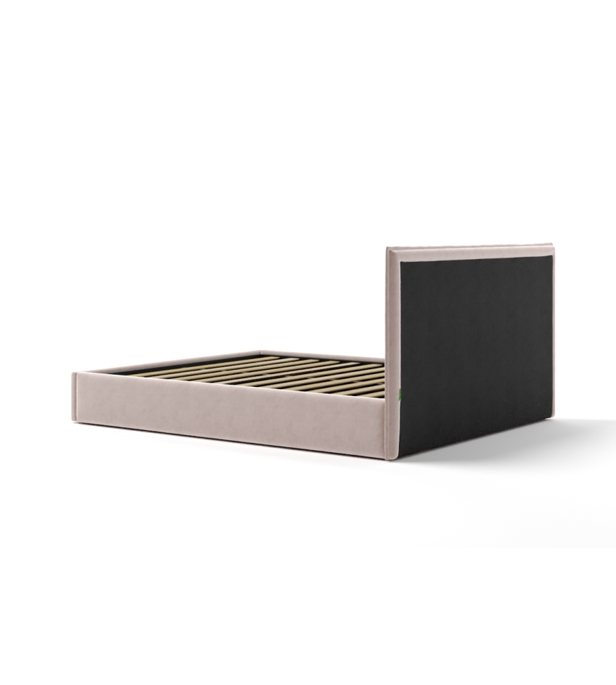 LETTO MATRIMONIALE CONTENITORE "ZOOM" IN TESSUTO ROSA 160X190 CM