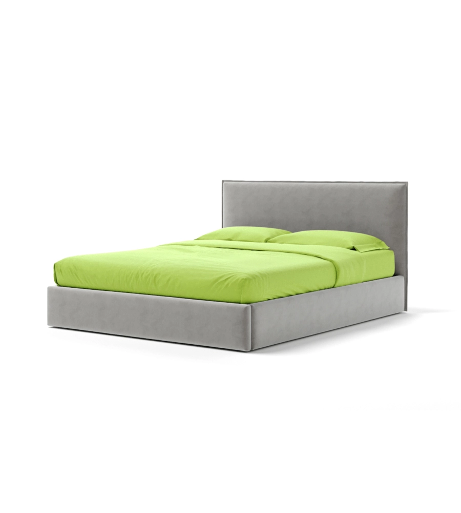 LETTO MATRIMONIALE CONTENITORE "ZOOM" IN TESSUTO PERLA 160X190 CM