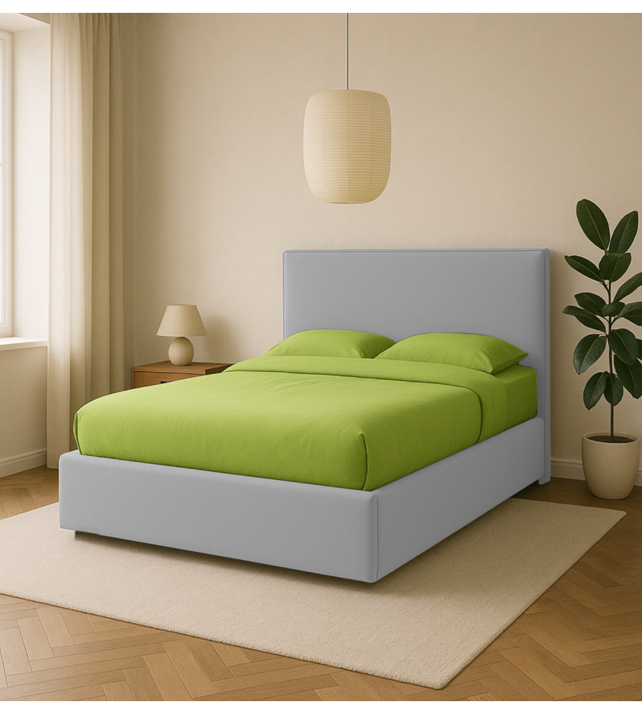 LETTO MATRIMONIALE CONTENITORE "ZOOM" IN TESSUTO PERLA 160X190 CM