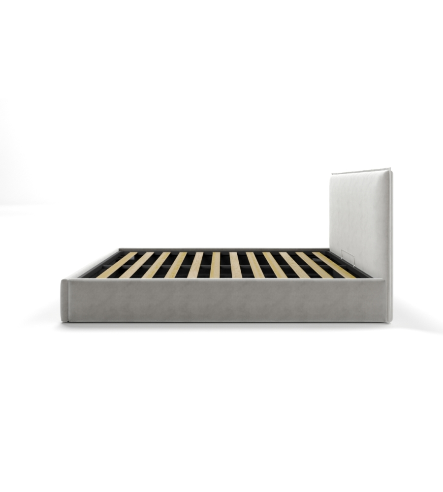 LETTO MATRIMONIALE CONTENITORE "ZOOM" IN TESSUTO PERLA 160X190 CM