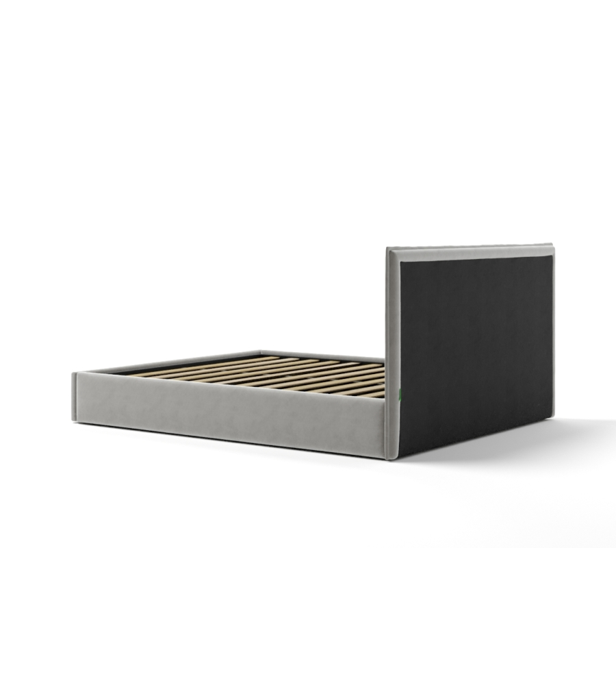 LETTO MATRIMONIALE CONTENITORE "ZOOM" IN TESSUTO PERLA 160X190 CM