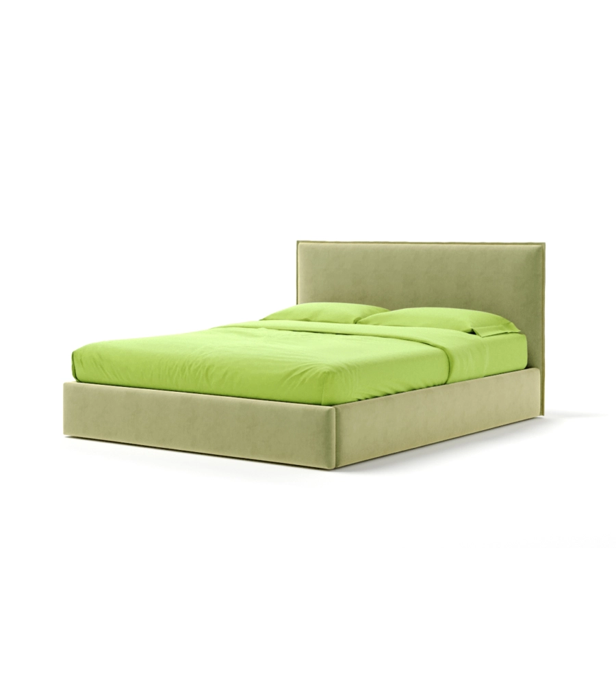 LETTO MATRIMONIALE CONTENITORE "ZOOM" IN TESSUTO VERDE 160X190 CM