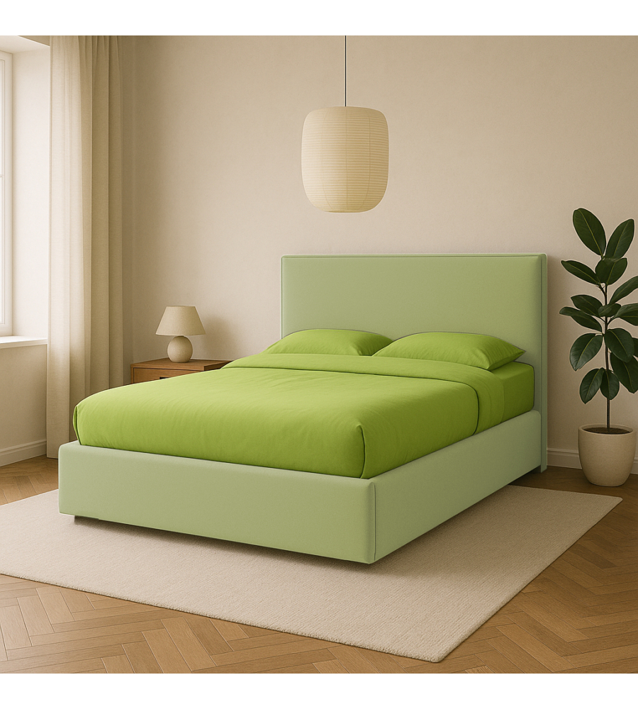 LETTO MATRIMONIALE CONTENITORE "ZOOM" IN TESSUTO VERDE 160X190 CM