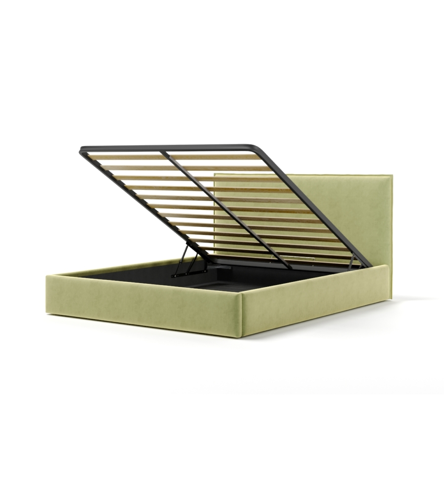 LETTO MATRIMONIALE CONTENITORE "ZOOM" IN TESSUTO VERDE 160X190 CM