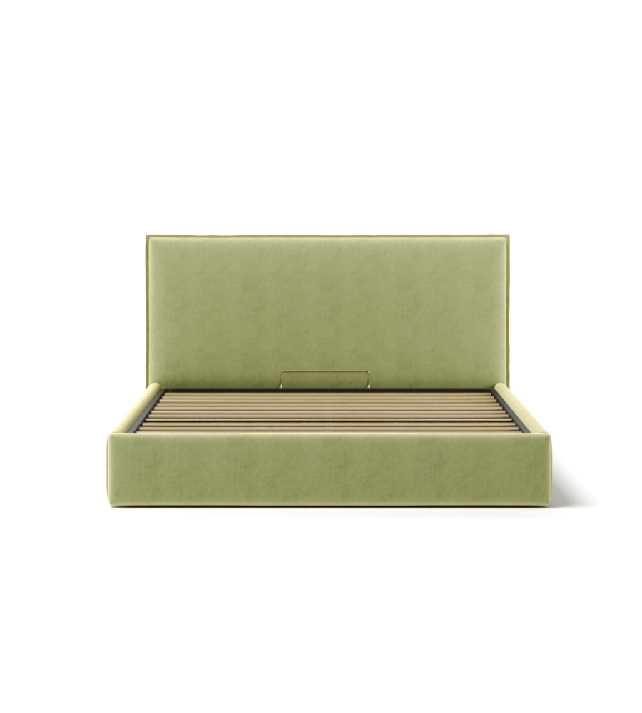 LETTO MATRIMONIALE CONTENITORE "ZOOM" IN TESSUTO VERDE 160X190 CM
