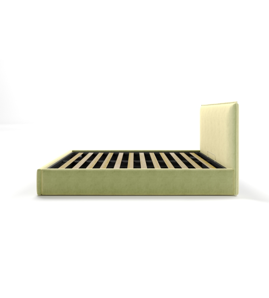 LETTO MATRIMONIALE CONTENITORE "ZOOM" IN TESSUTO VERDE 160X190 CM