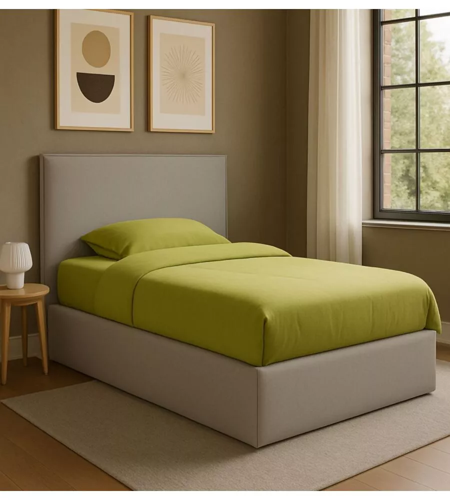 LETTO PIAZZA E MEZZA CONTENITORE "ZOOM" IN ECOPELLE GRIGIO 120X190 CM