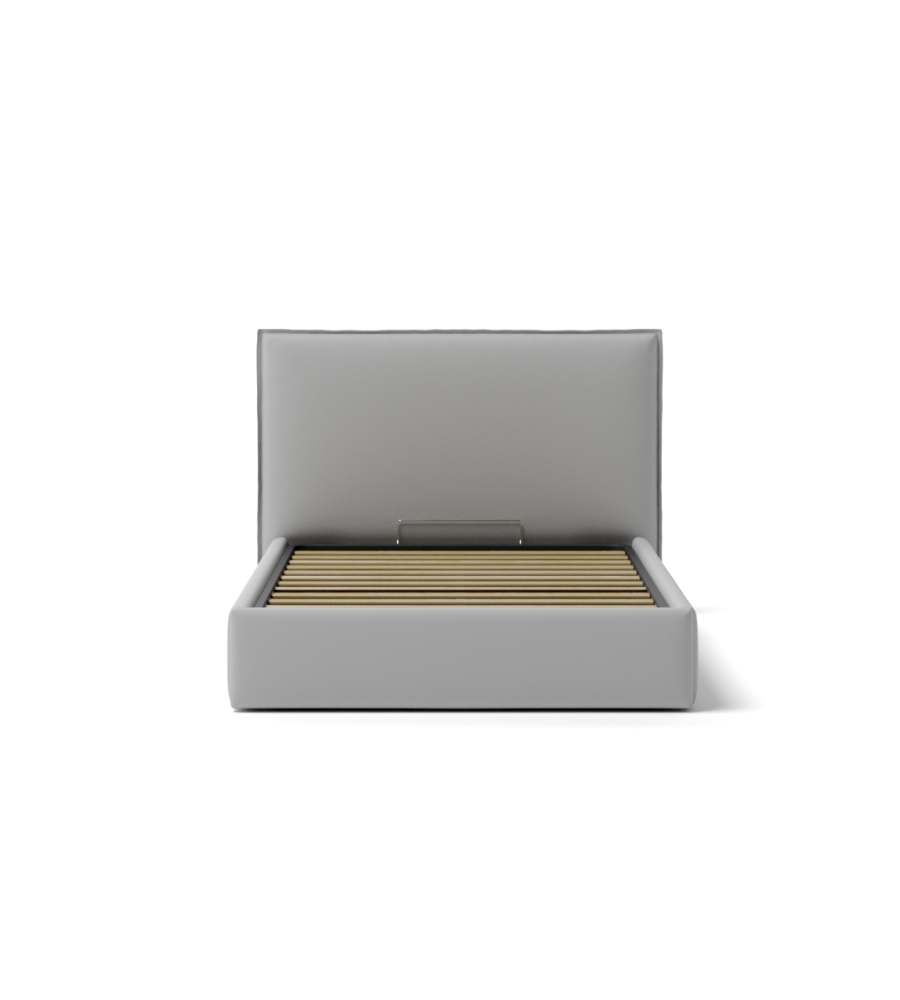 LETTO PIAZZA E MEZZA CONTENITORE "ZOOM" IN ECOPELLE GRIGIO 120X190 CM