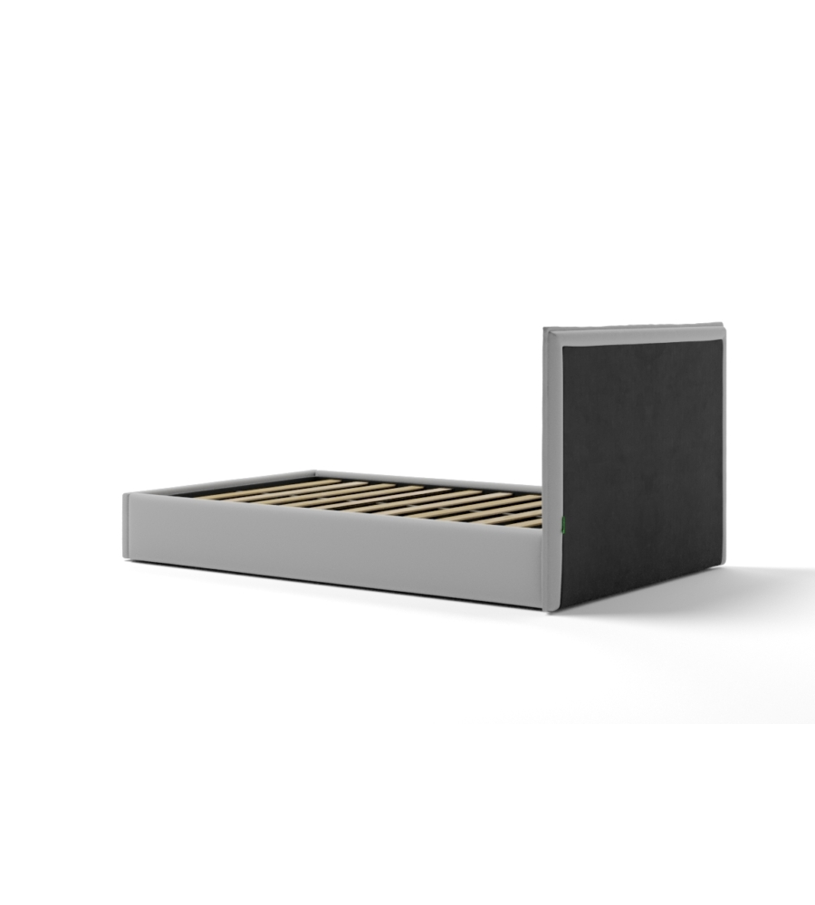 LETTO PIAZZA E MEZZA CONTENITORE "ZOOM" IN ECOPELLE GRIGIO 120X190 CM