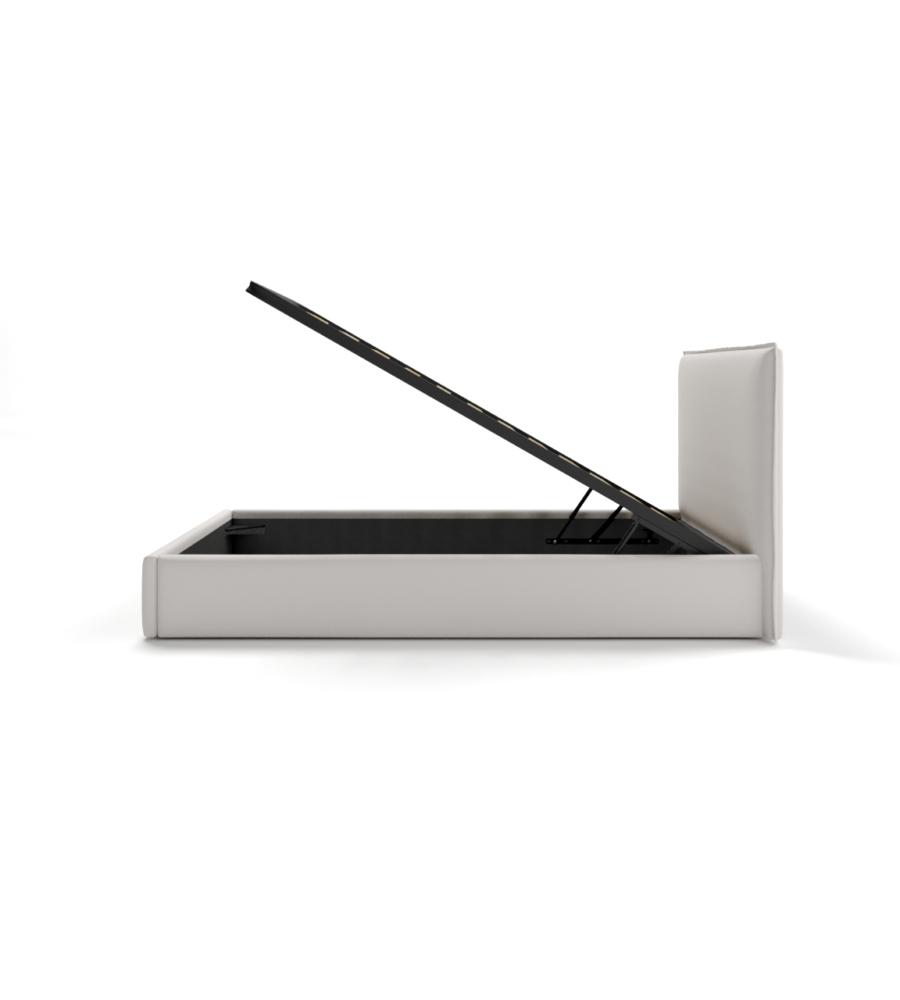 LETTO PIAZZA E MEZZA CONTENITORE "ZOOM" IN ECOPELLE BIANCO 120X190 CM