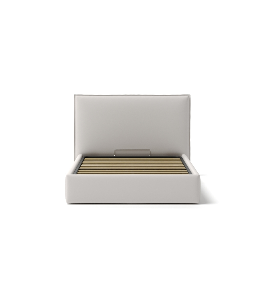 LETTO PIAZZA E MEZZA CONTENITORE "ZOOM" IN ECOPELLE BIANCO 120X190 CM