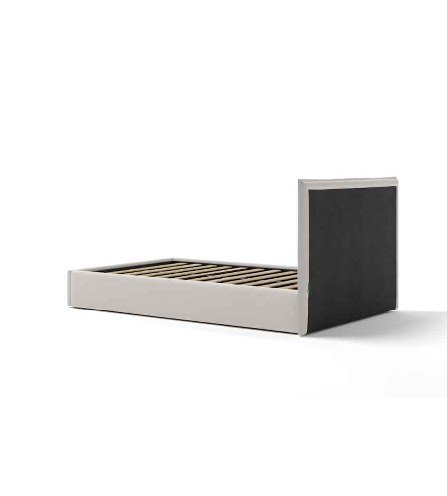 LETTO PIAZZA E MEZZA CONTENITORE "ZOOM" IN ECOPELLE BIANCO 120X190 CM