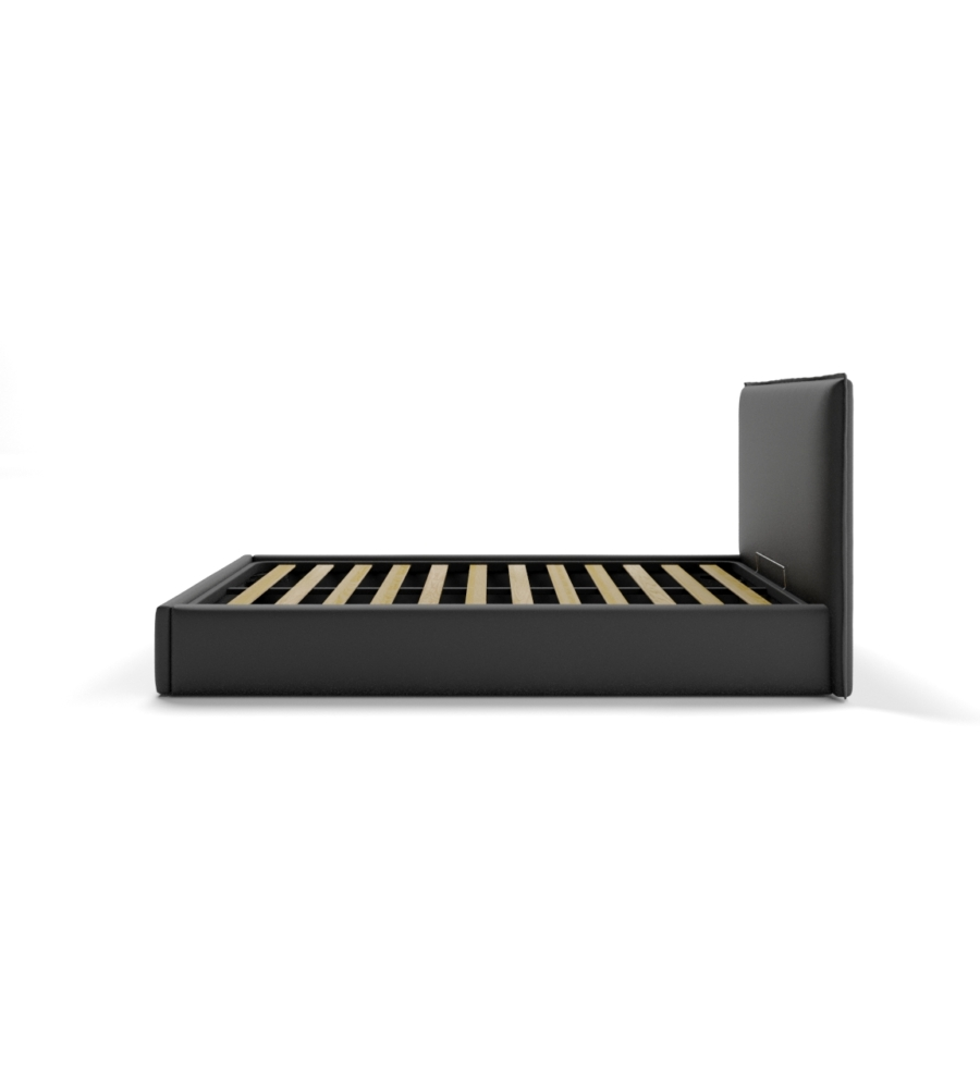 LETTO PIAZZA E MEZZA CONTENITORE "ZOOM" IN ECOPELLE NERO 120X190 CM