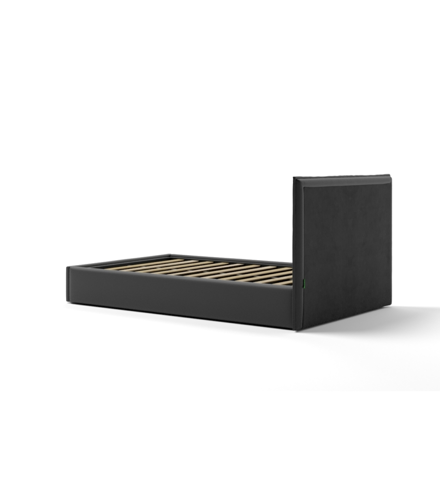 LETTO PIAZZA E MEZZA CONTENITORE "ZOOM" IN ECOPELLE NERO 120X190 CM