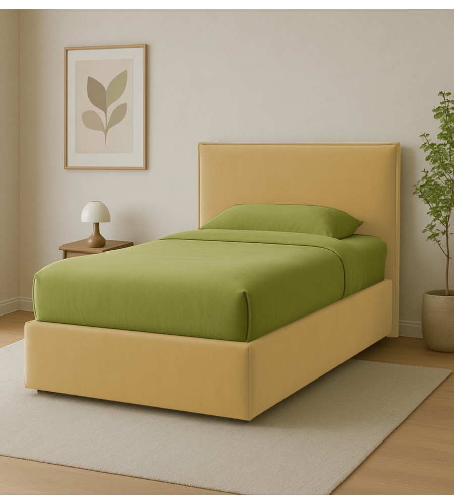 LETTO PIAZZA E MEZZA CONTENITORE "ZOOM" IN TESSUTO ARANCIONE 120X190 CM