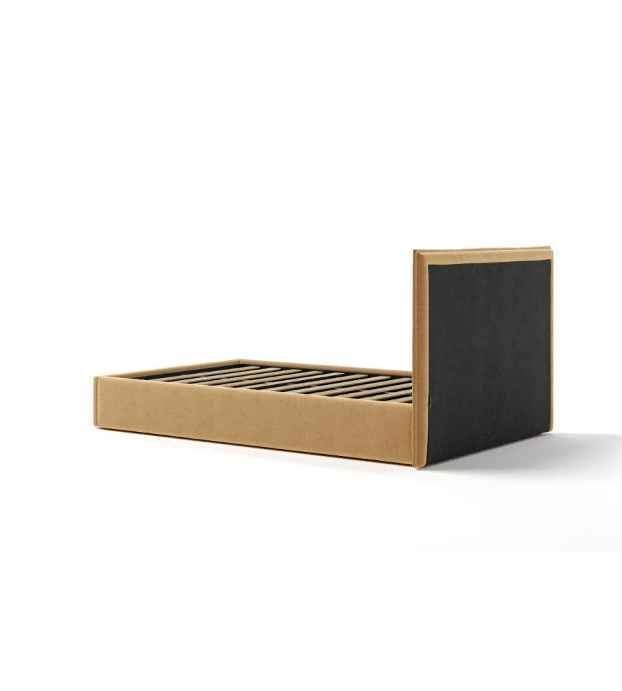 LETTO PIAZZA E MEZZA CONTENITORE "ZOOM" IN TESSUTO ARANCIONE 120X190 CM