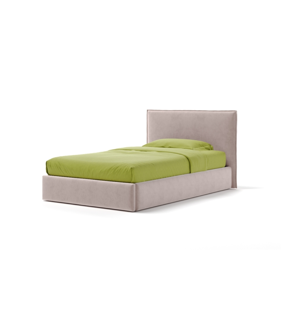LETTO PIAZZA E MEZZA CONTENITORE "ZOOM" IN TESSUTO ROSA 120X190 CM