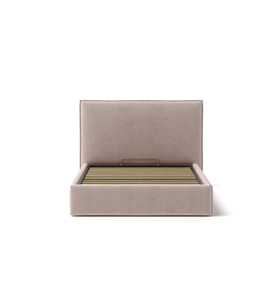 LETTO PIAZZA E MEZZA CONTENITORE "ZOOM" IN TESSUTO ROSA 120X190 CM