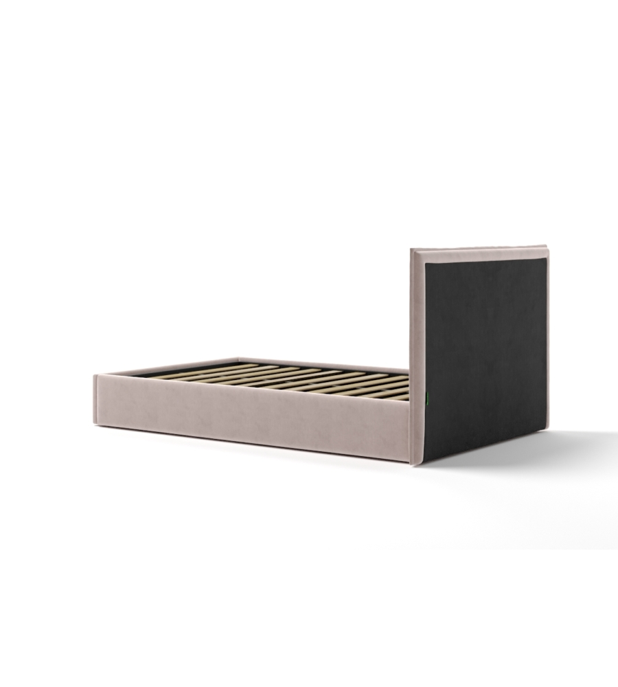 LETTO PIAZZA E MEZZA CONTENITORE "ZOOM" IN TESSUTO ROSA 120X190 CM