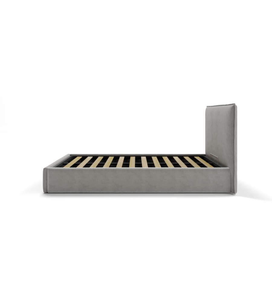 LETTO PIAZZA E MEZZA CONTENITORE "ZOOM" IN TESSUTO PERLA 120X190 CM