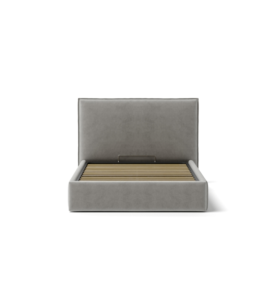 LETTO PIAZZA E MEZZA CONTENITORE "ZOOM" IN TESSUTO PERLA 120X190 CM
