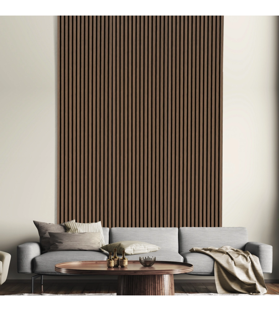 RIVESTIMENTO MURALE FONOASSORBENTE KIMONO "PREMIUM" NOCE RIGATINO, 19X572,5X1200 MM